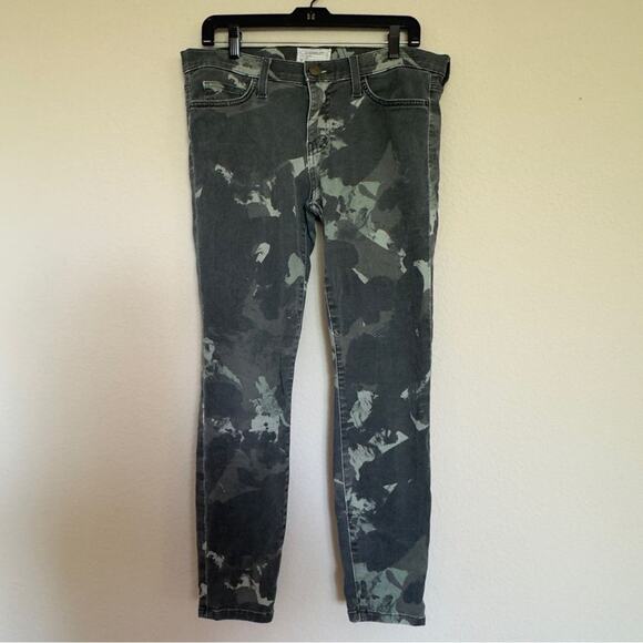 Current/Elliott Camo Stiletto Jeans Size 30 Mid Rise Skinny Army Green USA - Picture 3 of 12
